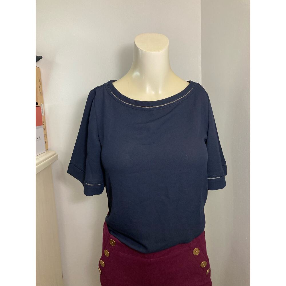 Ann Taylor Size XS Black Blouse Solid Pullover Top Casual Short Sleeves Shirt